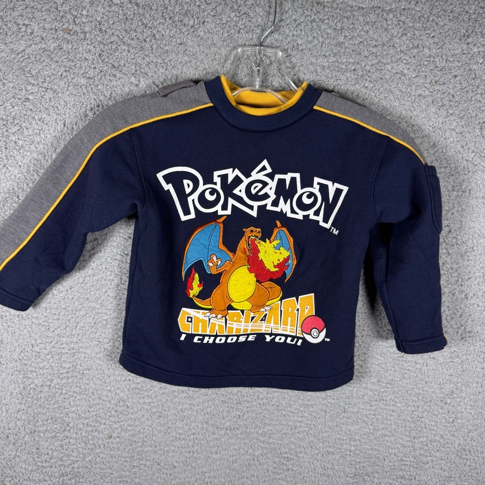 Vintage Pokemon Charizard I Choose You Navy Sweatshirt Kids Size 4 S 90s Y2K